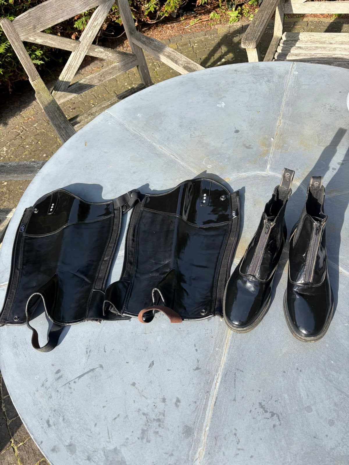 Leren jodhpurs en chaps QHP, Dieren en Toebehoren, Ophalen, Zo goed als nieuw