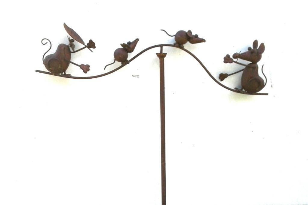 Originele Tuinsteker, Windspel, Balans Kat met Muizen, bruin, Tuin en Terras, Ophalen of Verzenden, Nieuw
