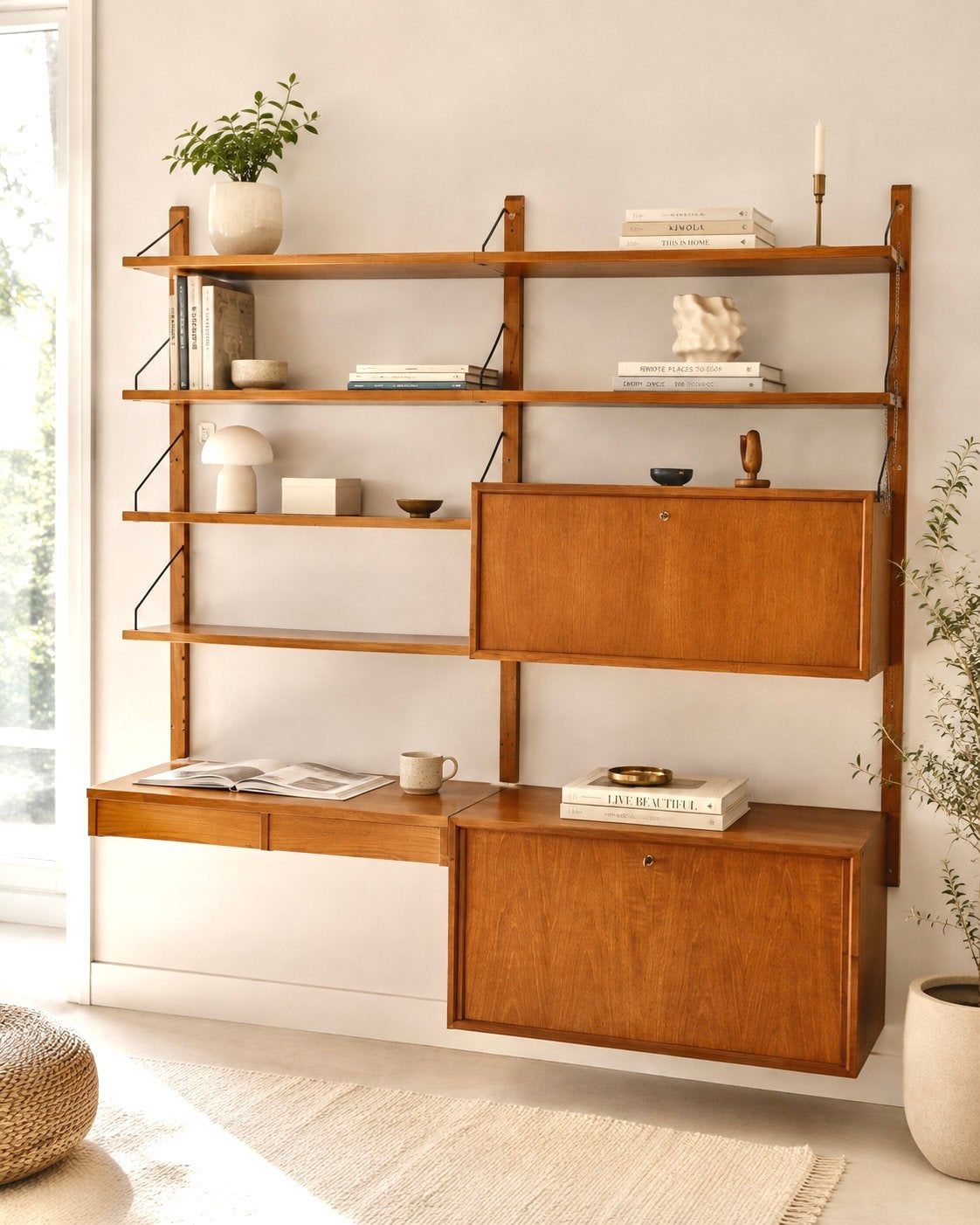🤎 Vintage wandmeubel Poul Cadovius kast teak jaren 60 Deens, Ophalen, Zo goed als nieuw, 25 tot 50 cm