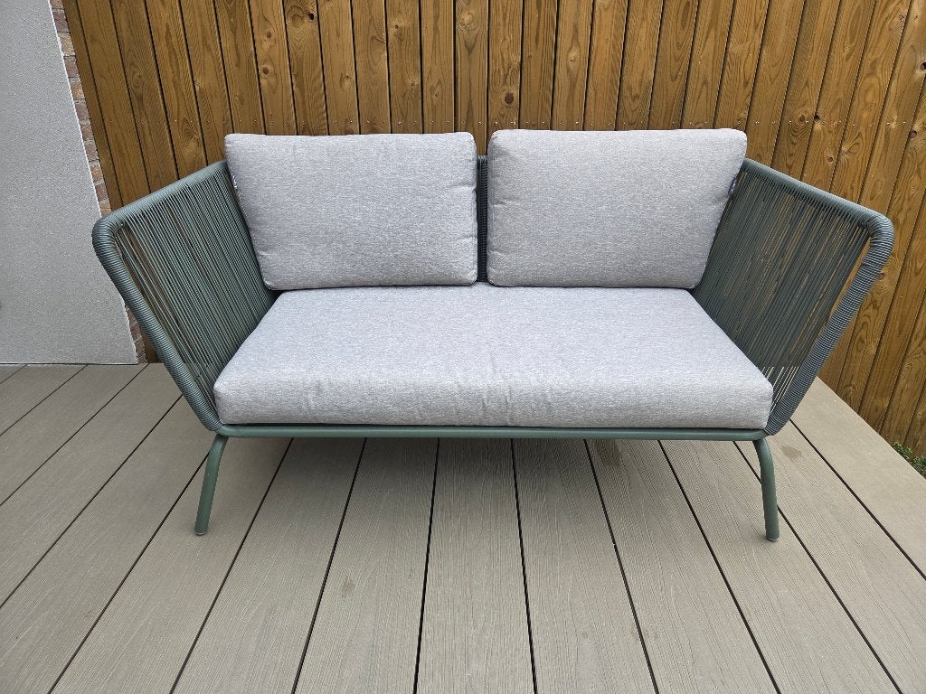 2-zits loungebank / buitenbank Iris wicker groen Intratuin, Tuin en Terras, Aluminium, Zo goed als nieuw, Loungeset, Bank