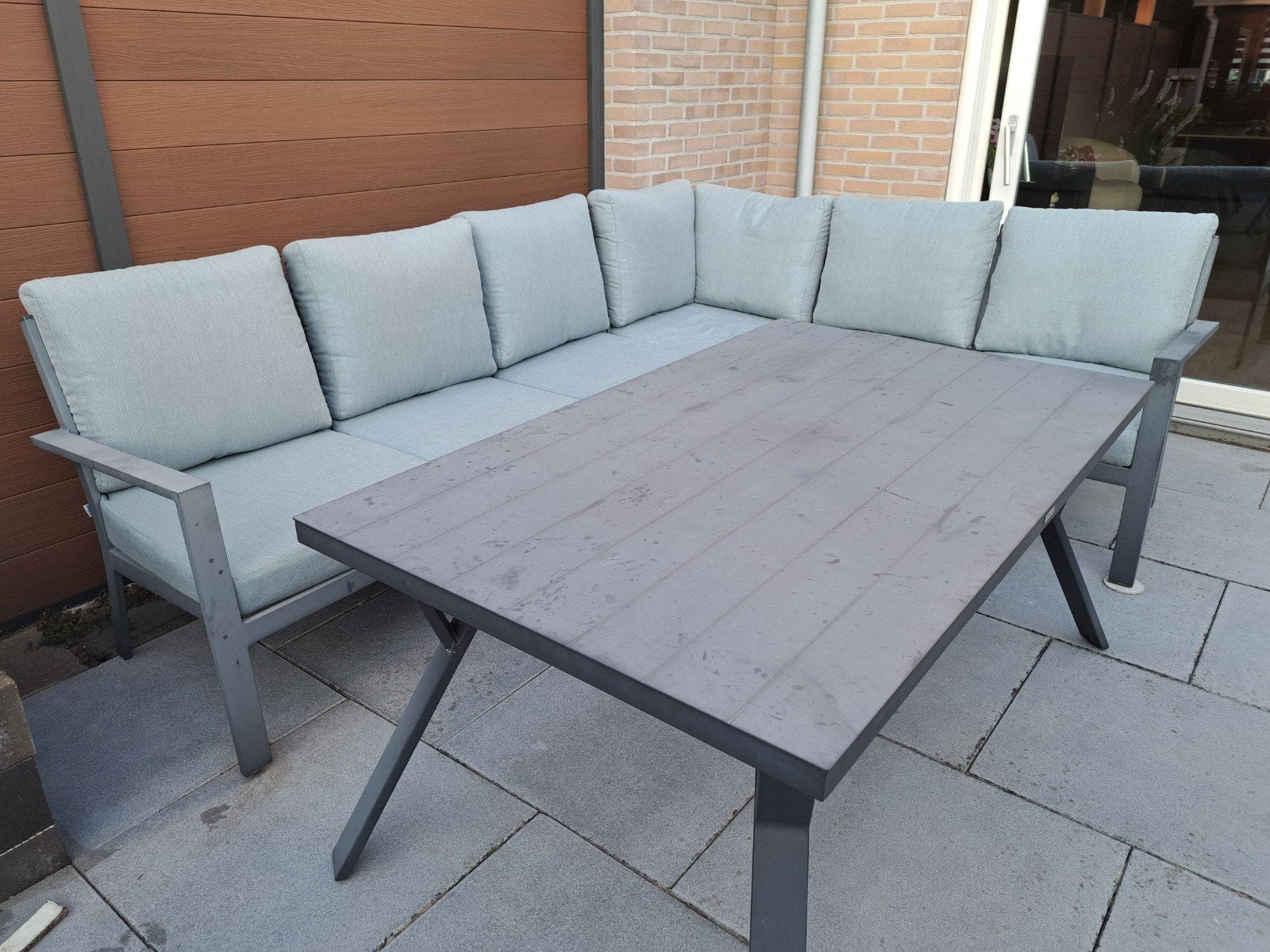 Loungeset/Tuinset met tafel en kussens - Garden Impressions, Ophalen, Gebruikt, Eettafel