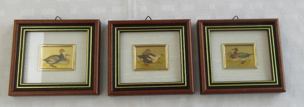 3 lijstjes met eendjes Goldfolie Kunstlithografie, Antiek en Kunst, Ophalen of Verzenden