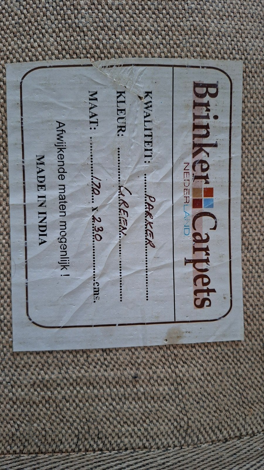 Brinker Carpets Groen Vloerkleed - 170x230 cm, Huis en Inrichting, Ophalen, Gebruikt, 150 tot 200 cm, 200 cm of meer