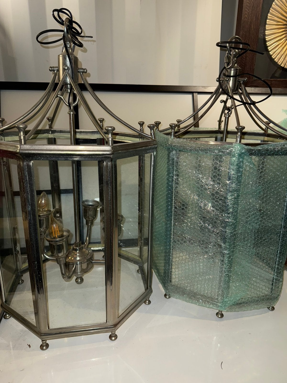 Hanglampen chrome 2 stuks, Ophalen of Verzenden, Zo goed als nieuw