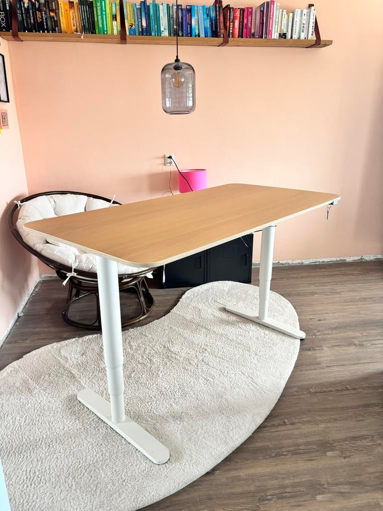 IKEA Bekant Zit-sta bureau incl. kabels en toebehoren, Ophalen, Zit-sta bureau, Elektrisch, Zo goed als nieuw