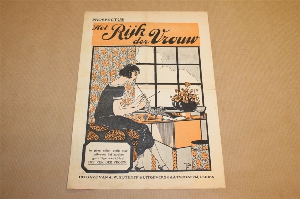 Zeldzame prospectus voor weekblad Rijk der Vrouw - 1930, Ophalen of Verzenden, Zo goed als nieuw