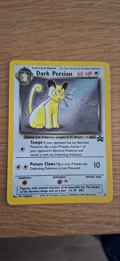 Dark Persian - Zeldzame Pokémon kaart!, Hobby en Vrije tijd, Verzamelkaartspellen | Pokémon, Zo goed als nieuw, Foil, Verzenden