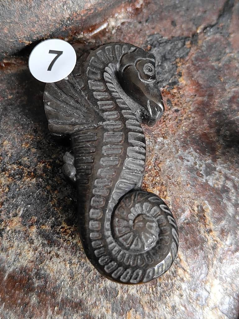 Zilver obsidiaan zeepaardje, Verzamelen, Mineralen en Fossielen, Ophalen of Verzenden