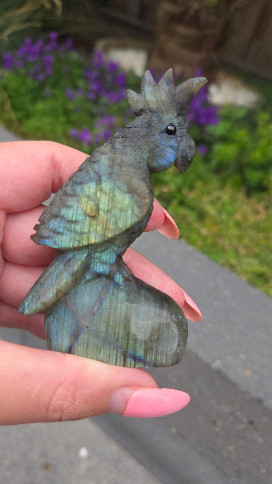 Unieke Labradoriet Papegaai Carving - 9 cm hoog, Ophalen of Verzenden