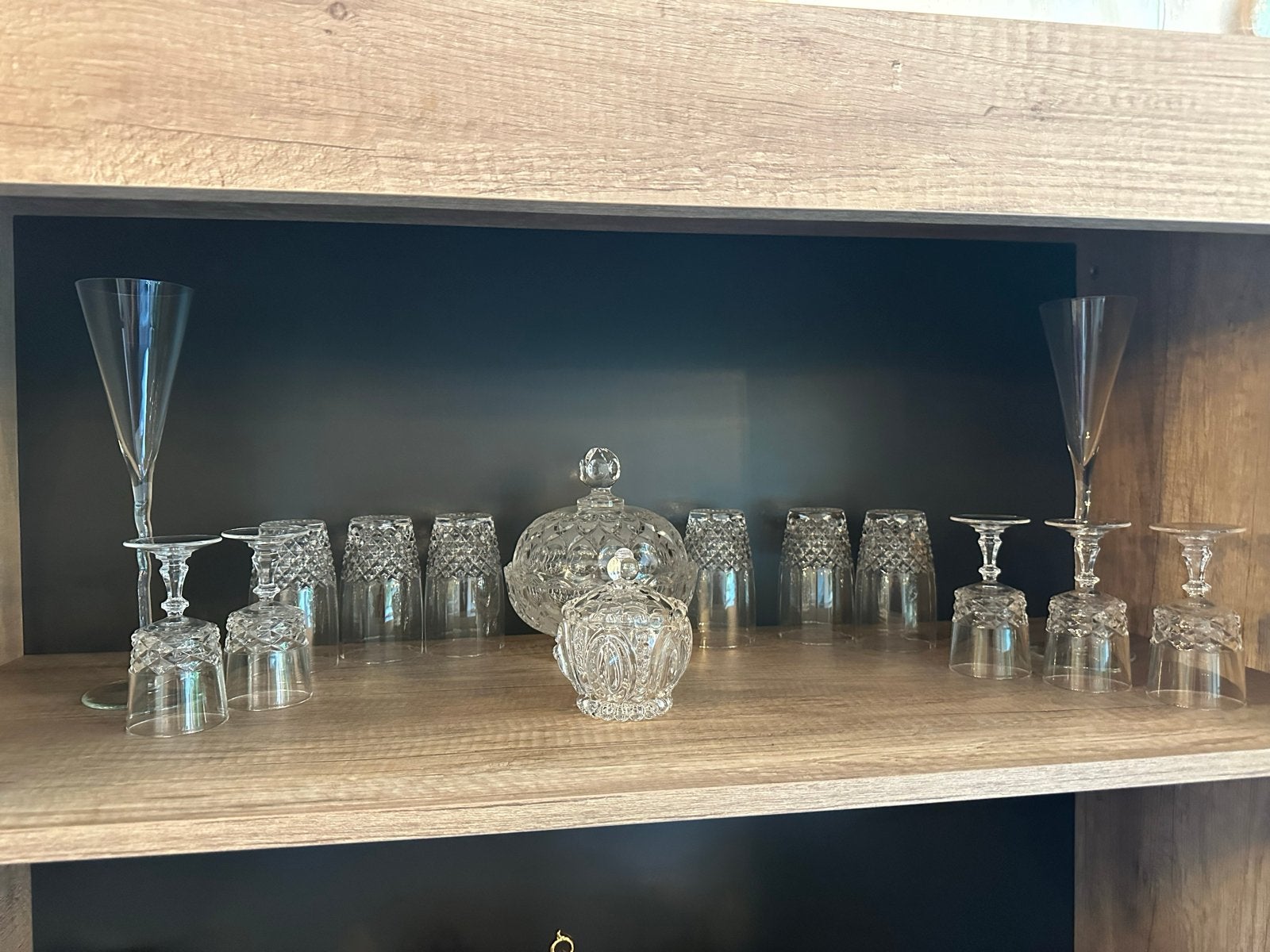 Prachtige kristallen glazen set met schalen, Antiek en Kunst, Ophalen
