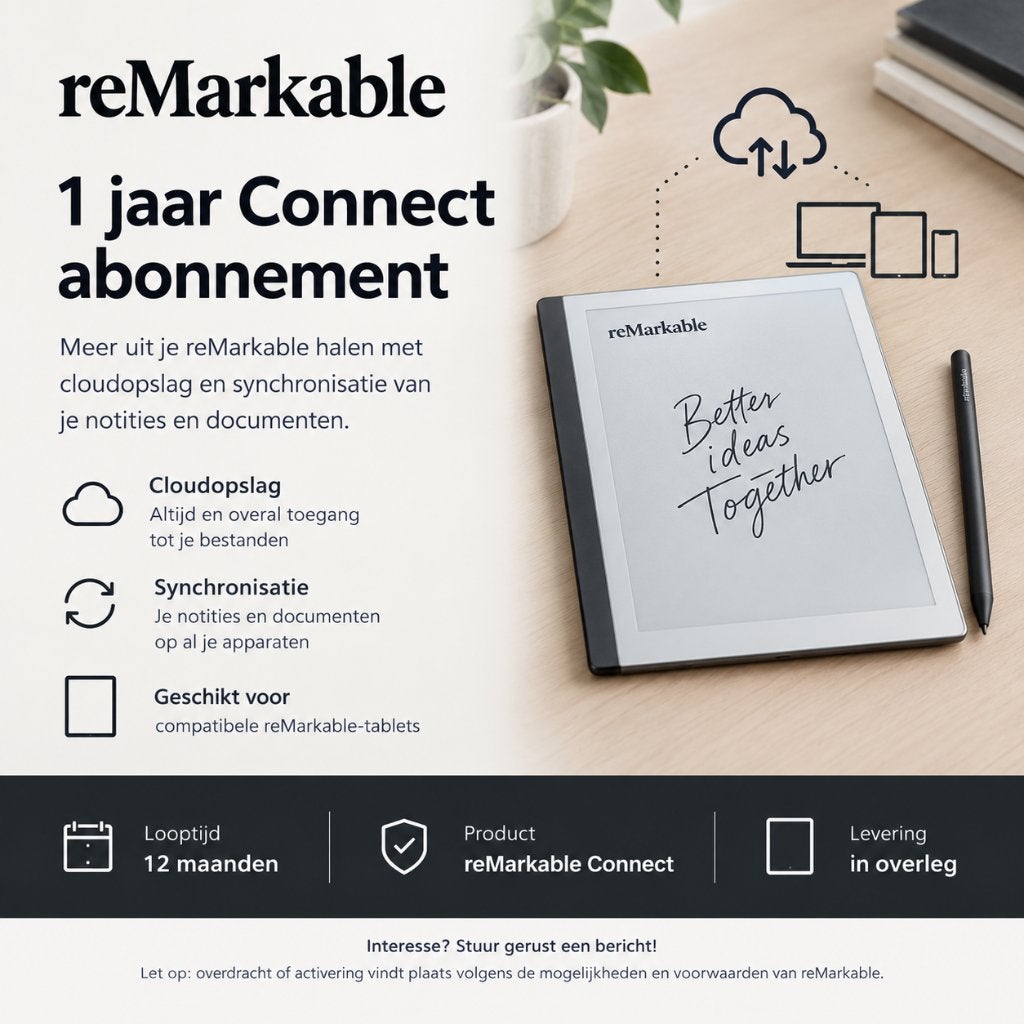 1 jaar reMarkable Connect abonnement (2, pure, PRO), Ophalen of Verzenden, Nieuw