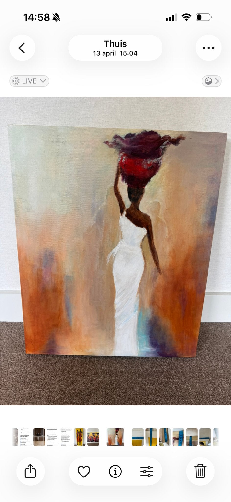 Handgemaakt schilderij - Afrikaanse vrouw met mand, Ophalen, Figuren, Handgeschilderd, Olieverf