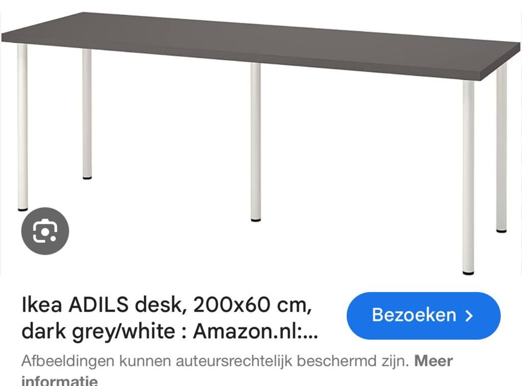 Tafelblad linmon grijs Ikea 200X60 cm gratis, Ophalen, Zo goed als nieuw, IKEA, Grijs