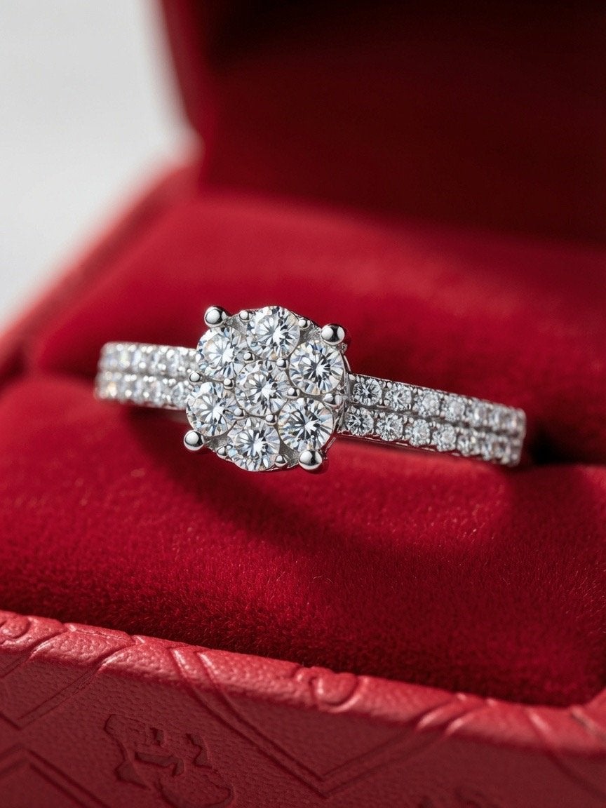 18K Witgouden Ring met Synthetische Diamanten – Histoire d’O, Wit, Ophalen of Verzenden, Zo goed als nieuw, Met edelsteen