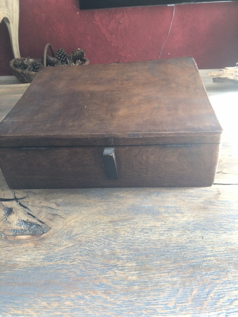 VERKOCHT antieke houten pennendoos bureauset, Ophalen of Verzenden