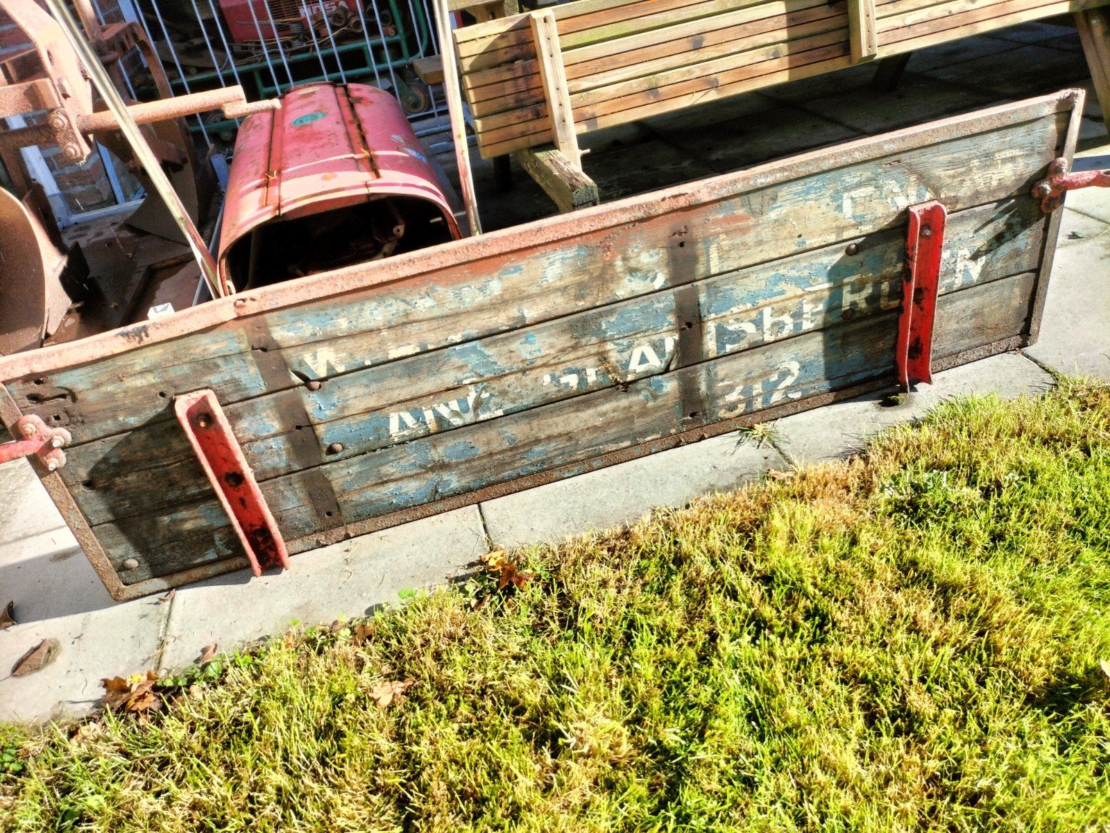 oud wagen kar schot plank Gramsbergen ane, Ophalen