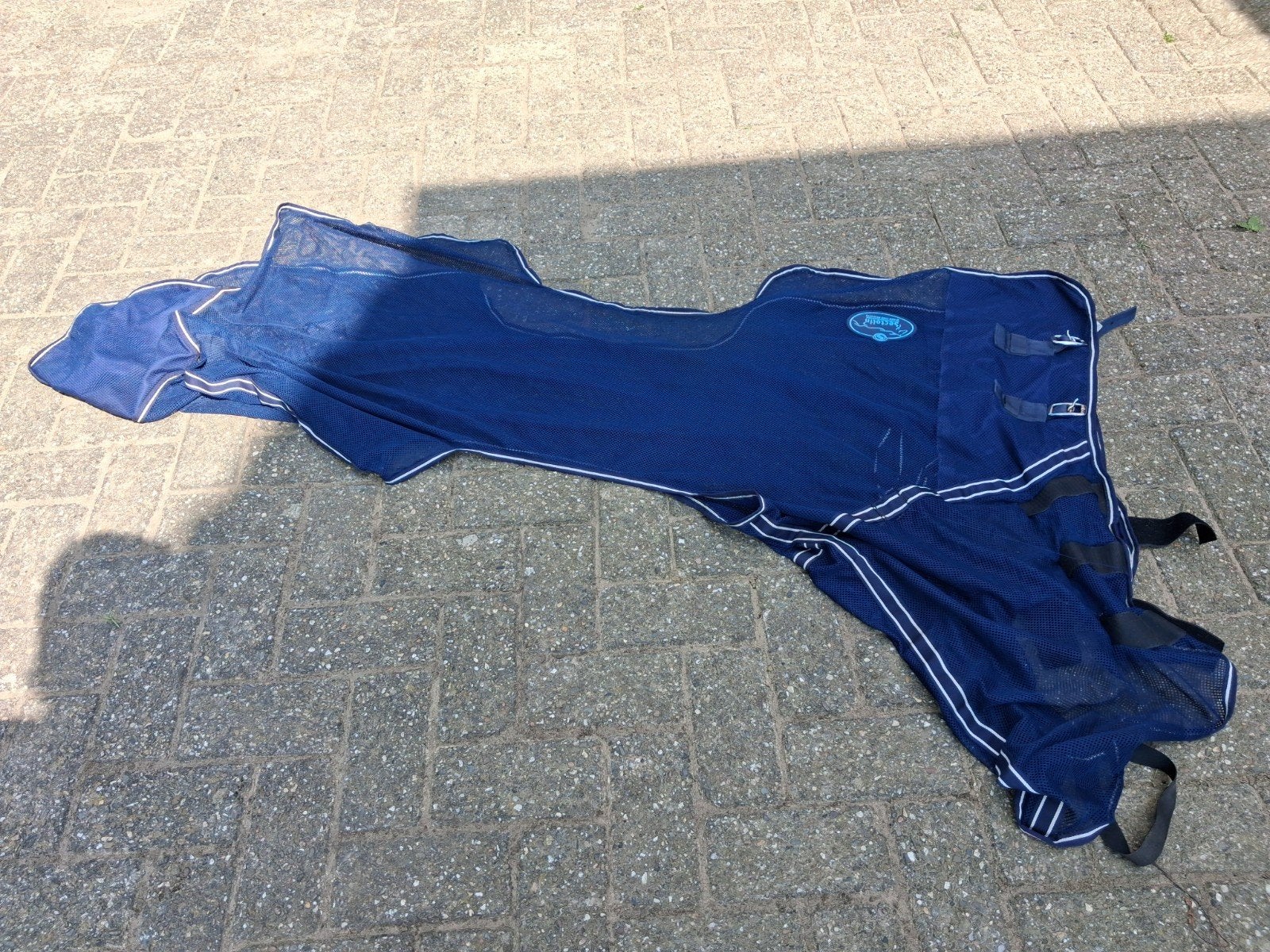 Vliegen uitrijdeken maat 105/155, Dieren en Toebehoren, Ophalen of Verzenden, Gebruikt, Blauw, Vliegendeken
