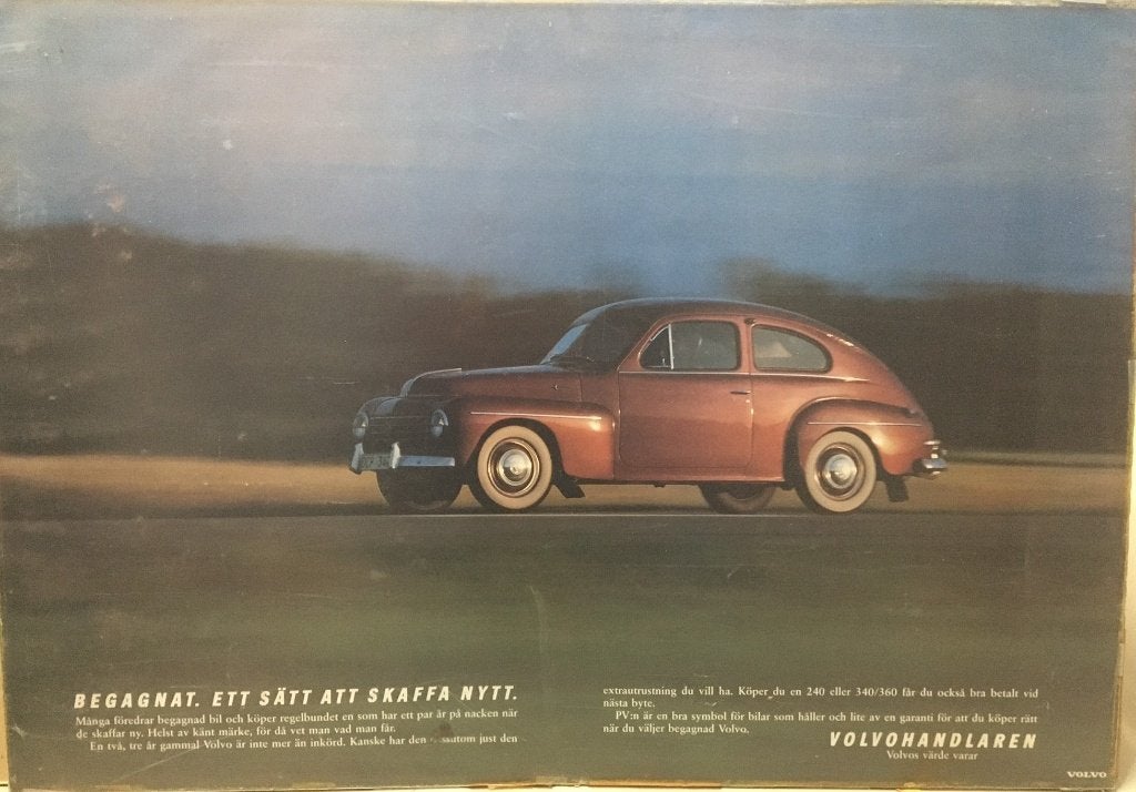 Poster. Volvo PV444. Kattenrug gebruikte auto's 70x100 cm ., Ophalen, Gebruikt, Auto's