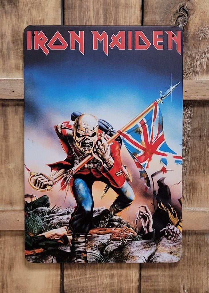 Iron Maiden Trooper vlag reclamebord van metaal wandbord, Verzamelen, Info@deconoord.nl, Deco Noord, Nieuw, Ophalen of Verzenden