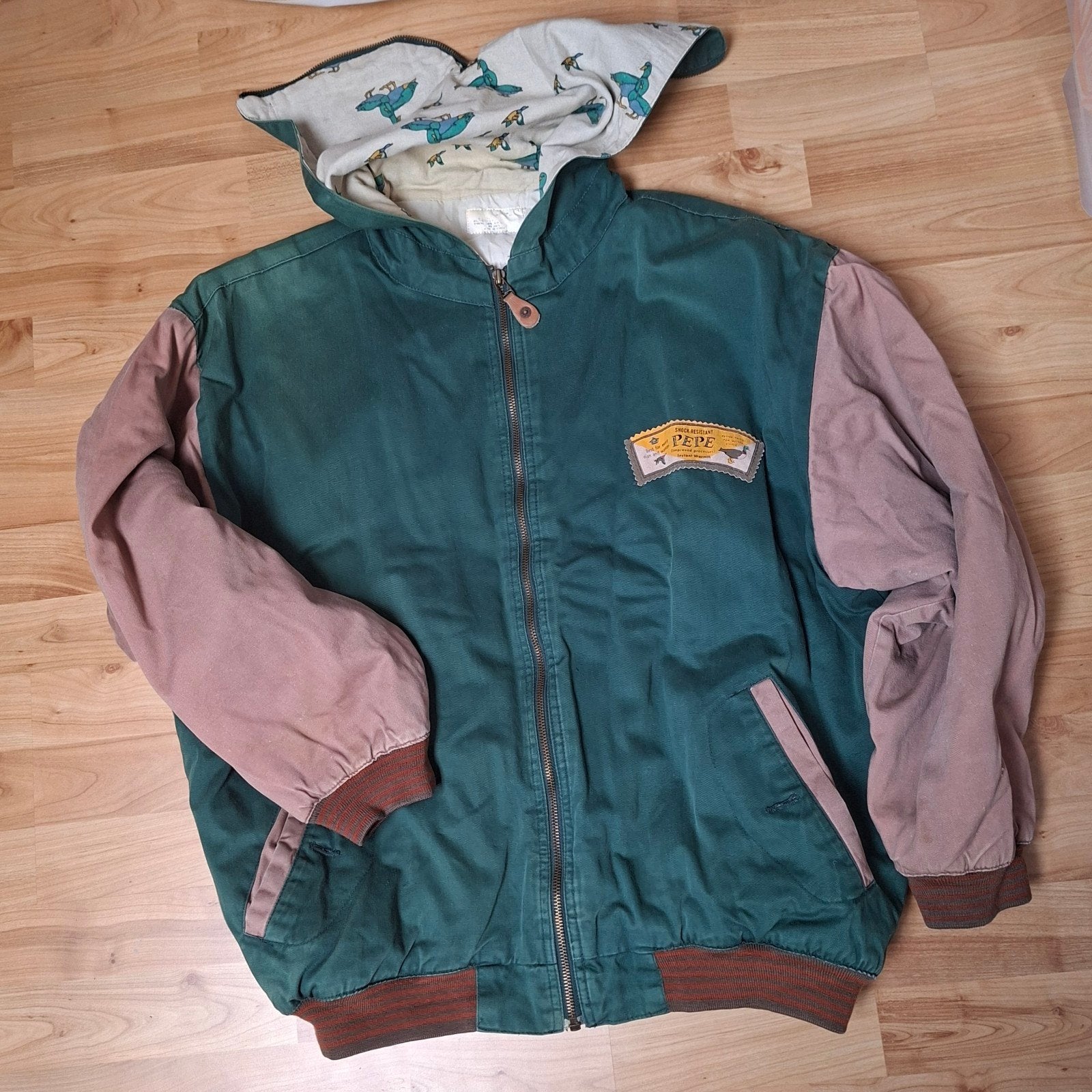Pepe Jeans Vintage Baseball Jack Dames Jaren 80 Groen Beige, Pepe Jeans, Ophalen of Verzenden, Gedragen, Groen