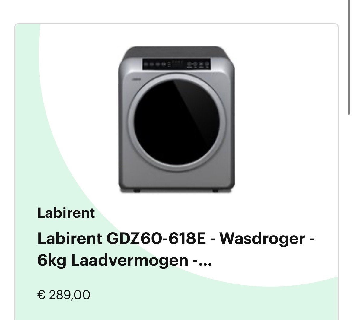 Labirent GDZ60-618E Luchtafvoerdroger - 6kg - Zo goed als ni, Witgoed en Apparatuur, Wasdrogers, Ophalen, Minder dan 85 cm, Luchtafvoer