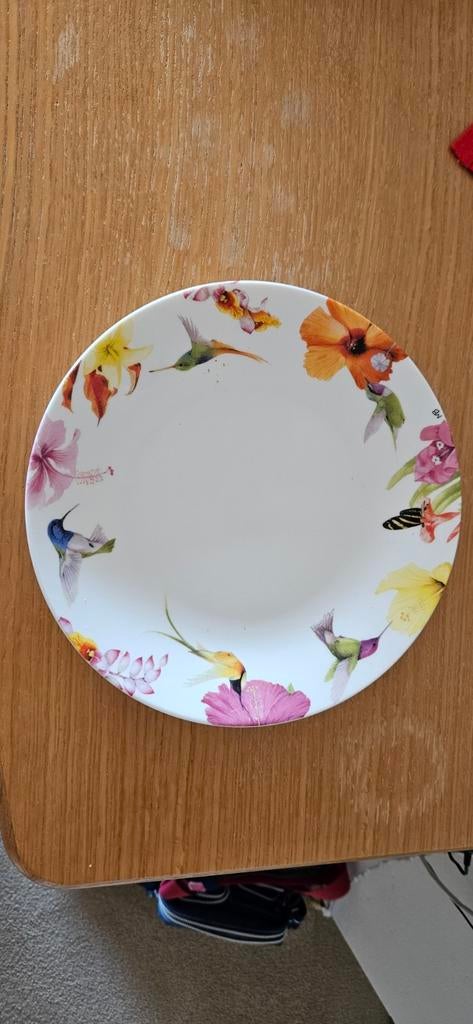 GEVRAAGD: Marjolein Bastin Hummingbird ontbijtborden, Ophalen of Verzenden, Zo goed als nieuw, Bord(en), Overige stijlen