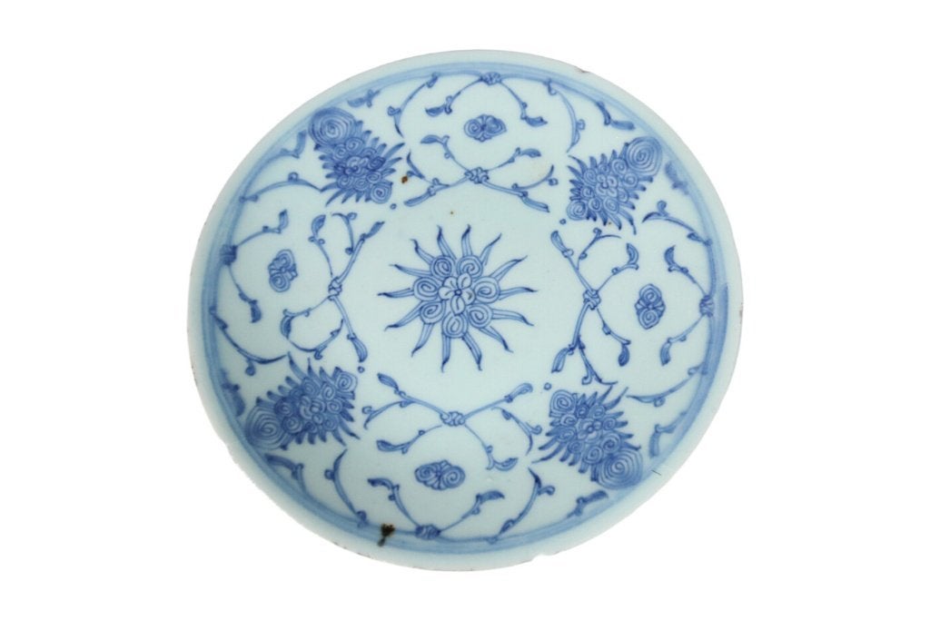 Chinese blauw-witte schotel lotusranken - laat-Qing, Ophalen