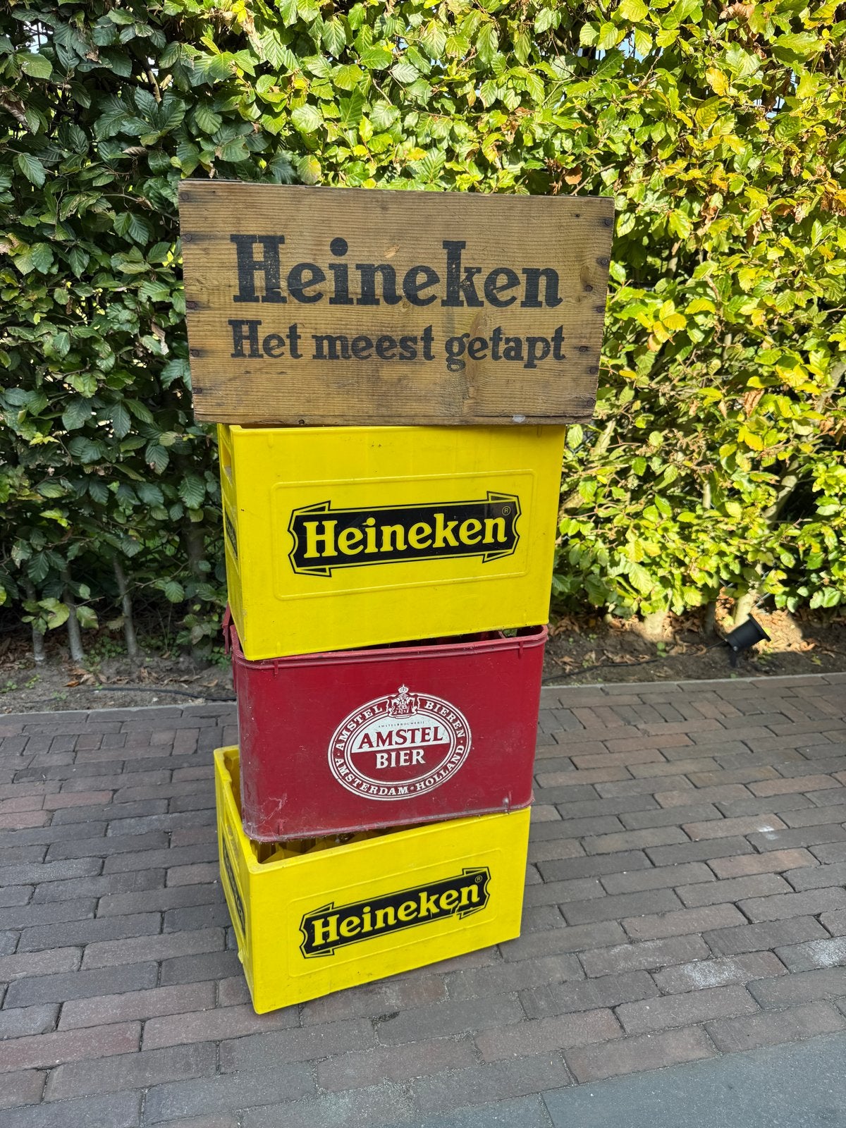 Oude bierkratten Heineken en Amstel, Ophalen, Gebruikt