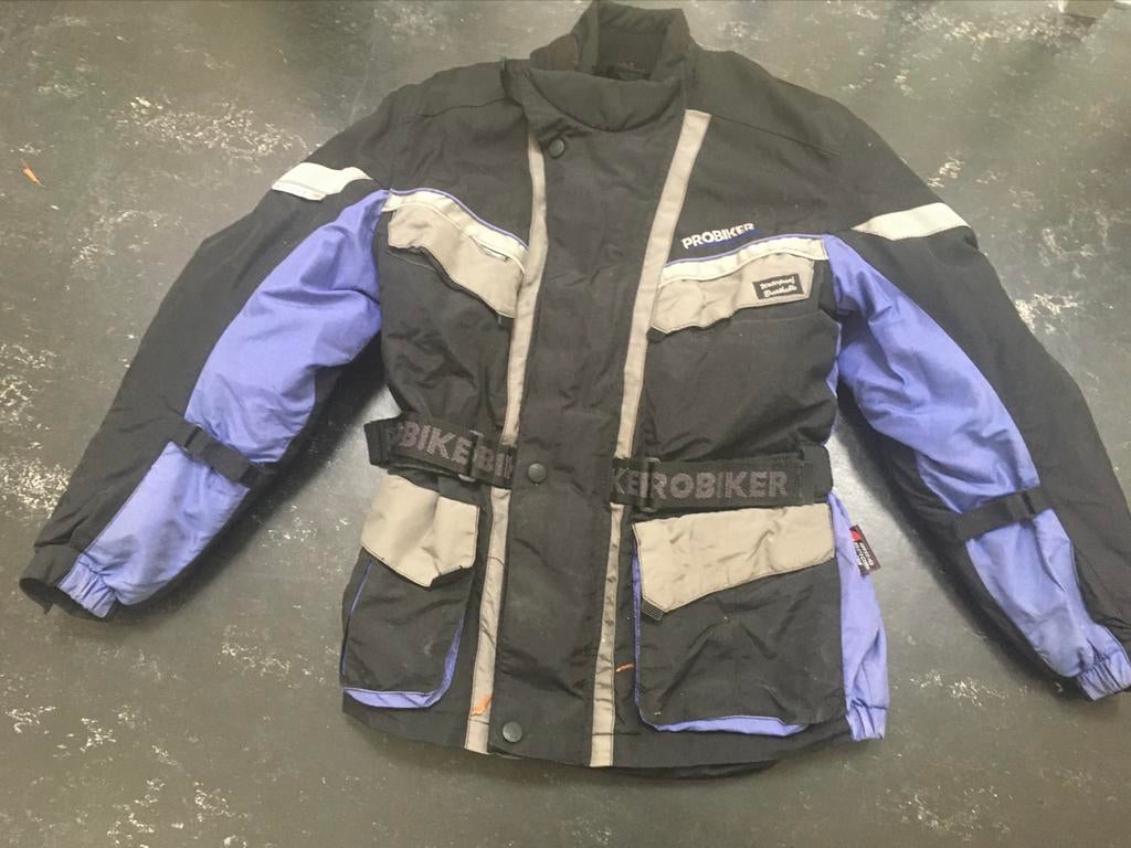 Probiker motorjas - Zwart/lichtblauw/Grijs, Ophalen of Verzenden, Tweedehands, Dames, Jas | textiel