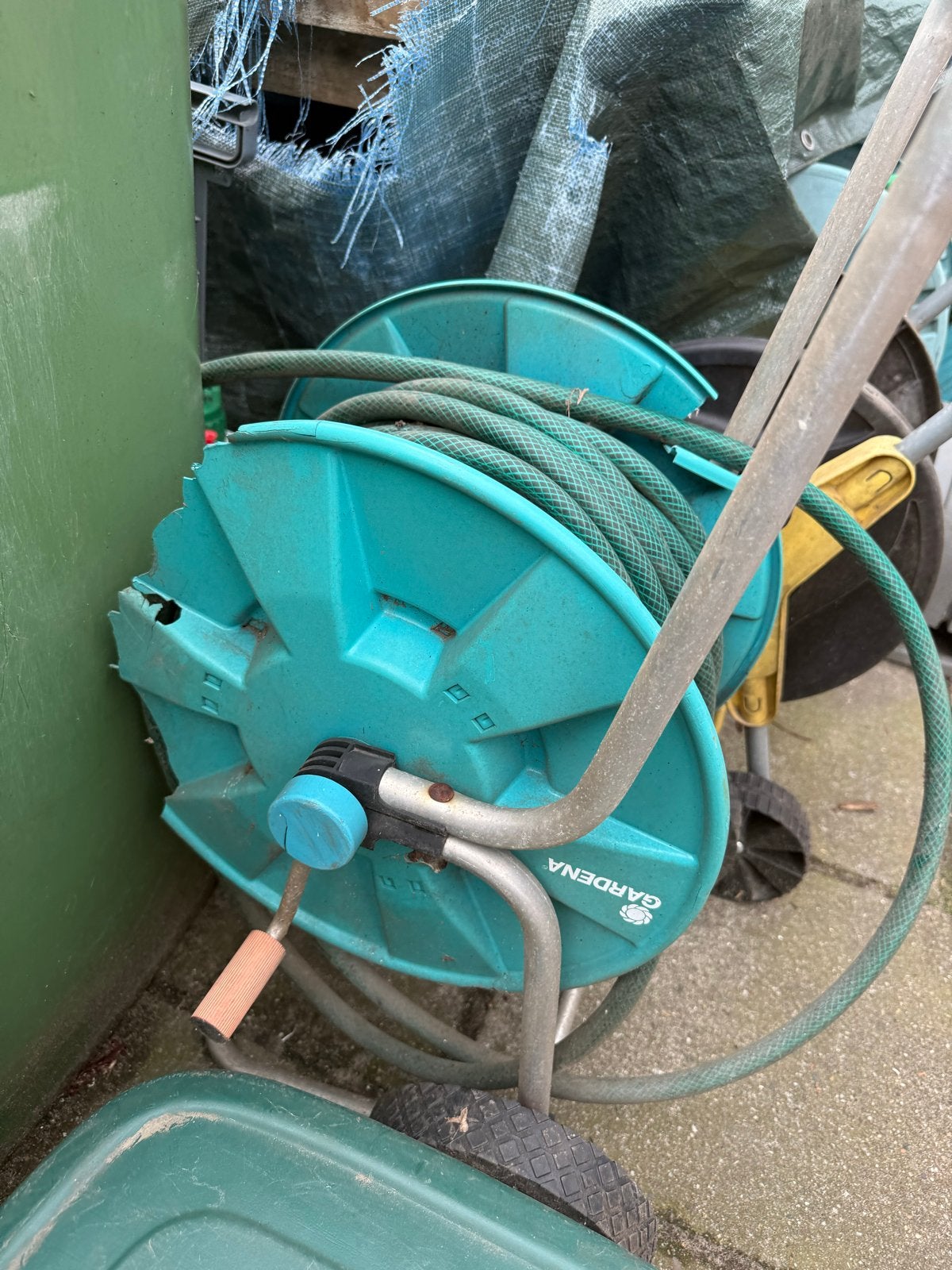 Gardena Tuinslanghaspel met slang, Ophalen of Verzenden, Gebruikt, Tuinslanghaspel