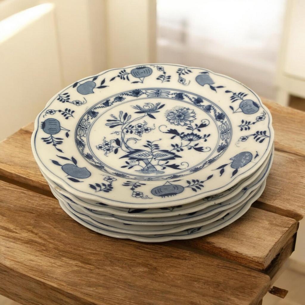 Louis Regout Bleu Onion Borden - 1883 Set van 5 (62,50), Antiek en Kunst, Antiek | Servies los, Ophalen of Verzenden