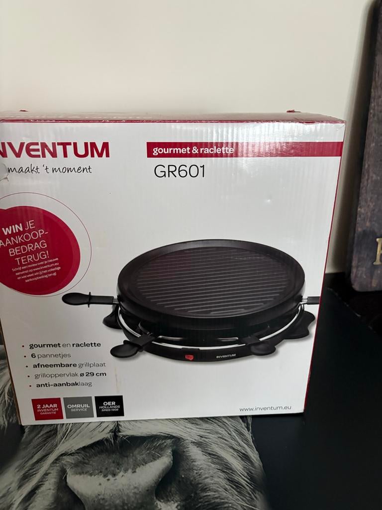 Inventum Gourmet & Raclette GR601 - Nieuw in doos, Ophalen of Verzenden, Nieuw, 4 t/m 7 personen