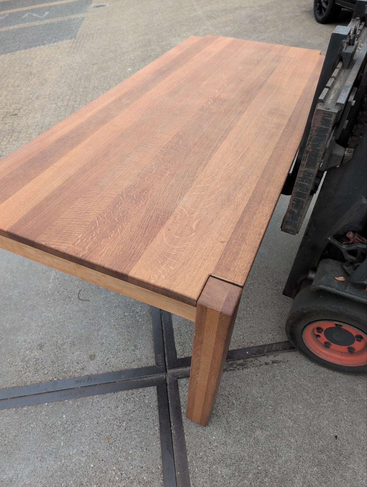 Massief eiken tafel 200x89cm met demontabele poten, Huis en Inrichting, Tafels | Eettafels, Gebruikt, 150 tot 200 cm, Rechthoekig