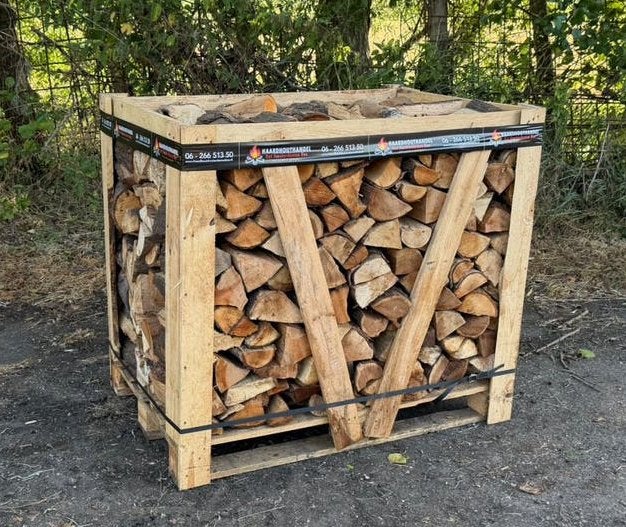 Gemengde pallet openhaardhout 1m3 GRATIS BEZORGD tot 50km, 6 m³ of meer, Ophalen of Verzenden, Blokken