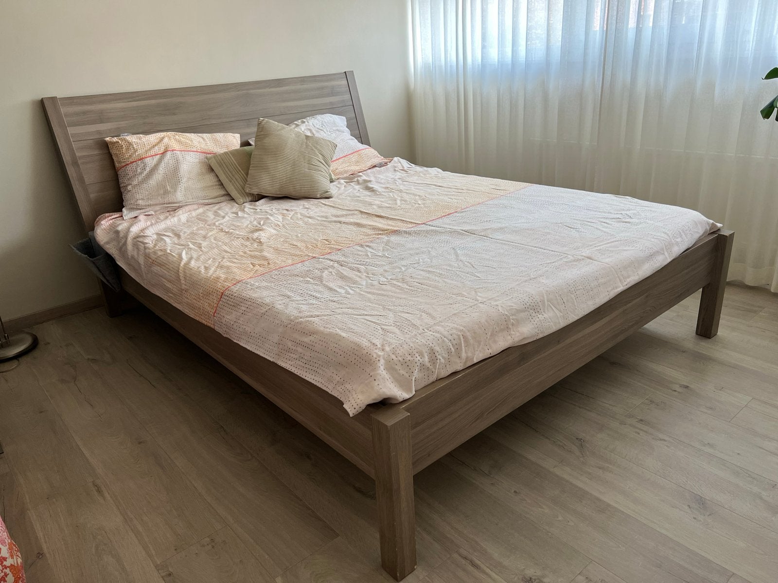 Tweepersoonsbed met verstelbare lattenbodem - 160x200 cm, Huis en Inrichting, Slaapkamer | Bedden, Bruin, Tweepersoons, Ophalen of Verzenden