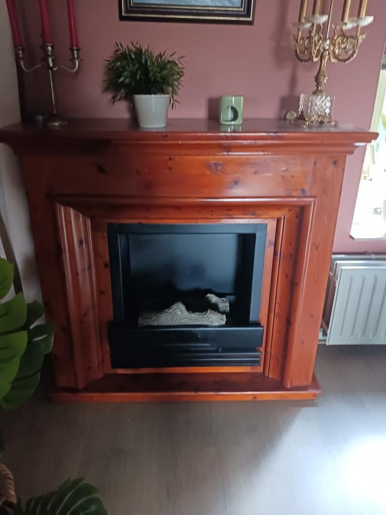 Geloogd grenen gel haard, Huis en Inrichting, Haarden, Ophalen of Verzenden