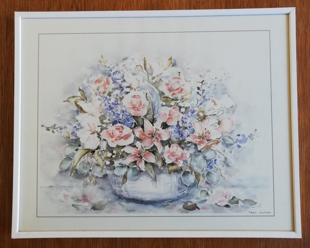 Boemen in vaas aquarel - Trudu Huiskam, Antiek en Kunst, Kunst | Schilderijen | Modern, Ophalen of Verzenden