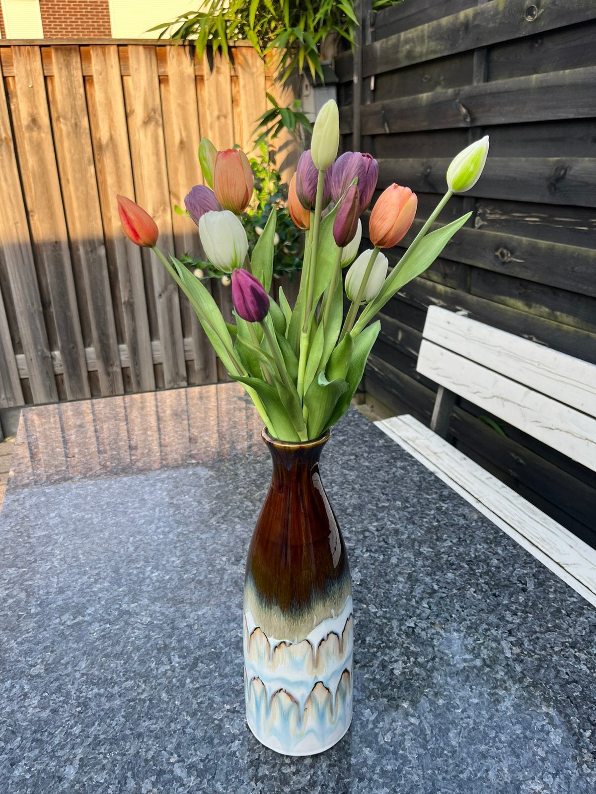 Vaas met kunst tulpen, Ophalen, Zo goed als nieuw