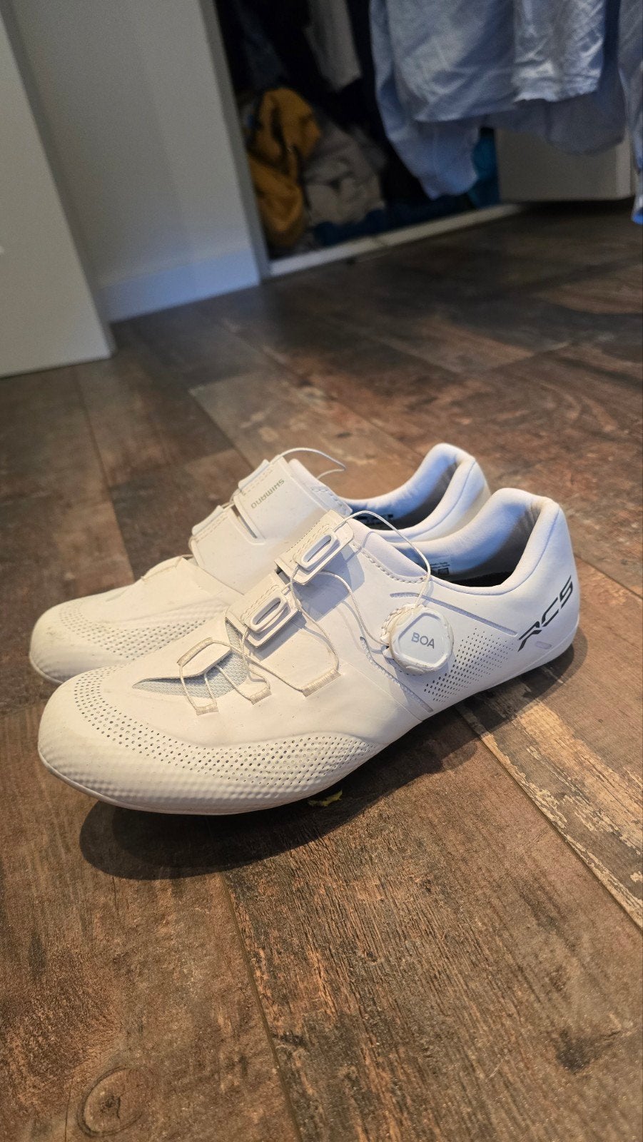 Witte Shimano RC5 racefiets schoenen - Maat 42, Ophalen of Verzenden, Zo goed als nieuw, Kleding