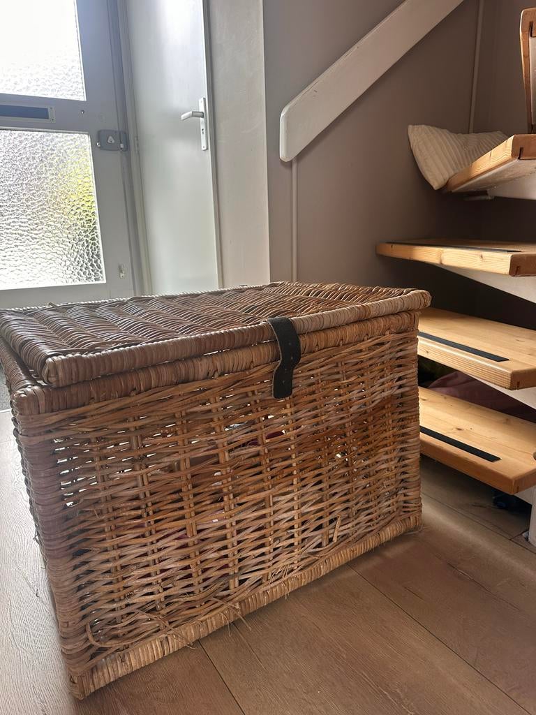 Grote rieten opbergkist / schoenenkist, Ophalen, Overige materialen, Gebruikt, 50 tot 100 cm