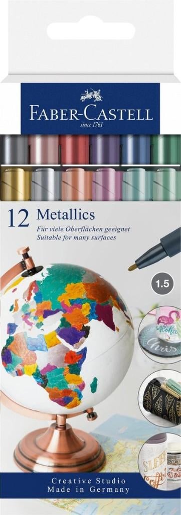 Faber-Castell metallic marker 12 stuks - assorti - FC-160713, Faber-Castell, Nieuw, Ophalen of Verzenden, Faber-Castell