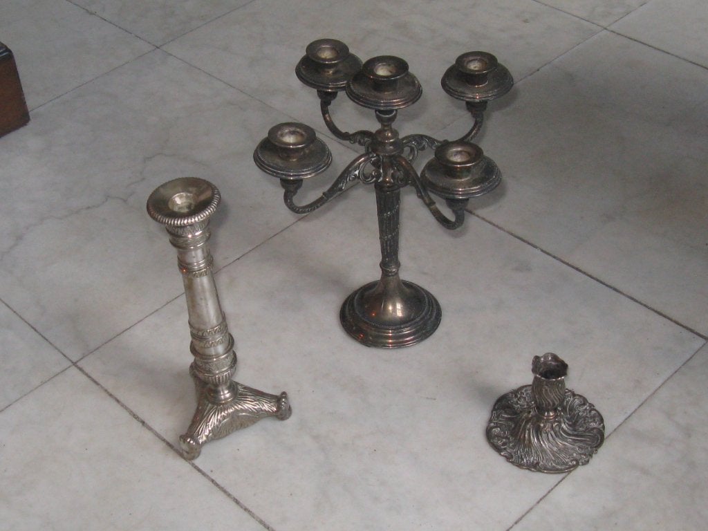 3 Zilver plated Kandelaars, Antiek en Kunst, Ophalen of Verzenden, Overige materialen