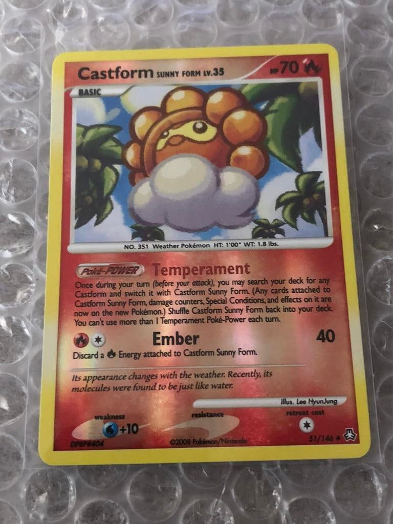 Castform Sunny Form 51/146 Uncommon Reverse Holo, Ophalen of Verzenden, Nieuw, Losse kaart, Foil