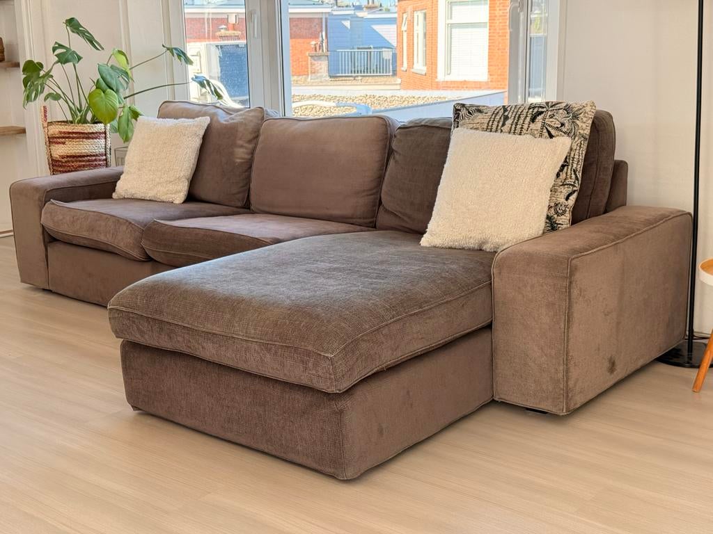 Ikea Kivik bank met chaise longue - Bruin, Ophalen, Gebruikt, Stof