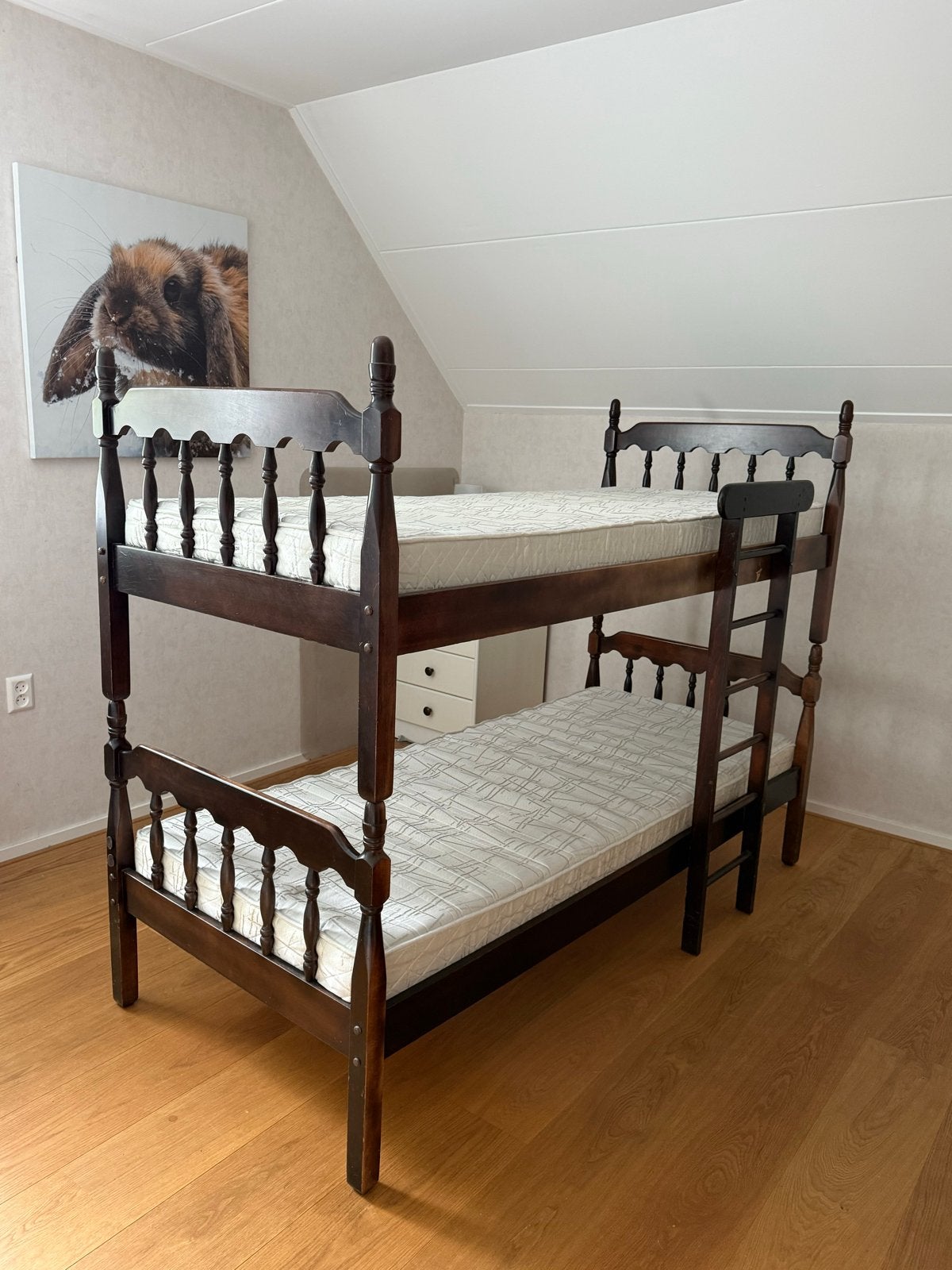 Vintage houten stapelbed met/zonder matrassen, Ophalen, Gebruikt, 90 cm, 160 tot 180 cm