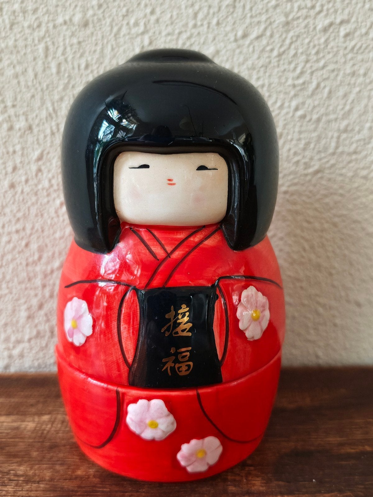 Kokeshi Geisha popje/opbergdoosje van keramiek, Antiek en Kunst, Ophalen of Verzenden