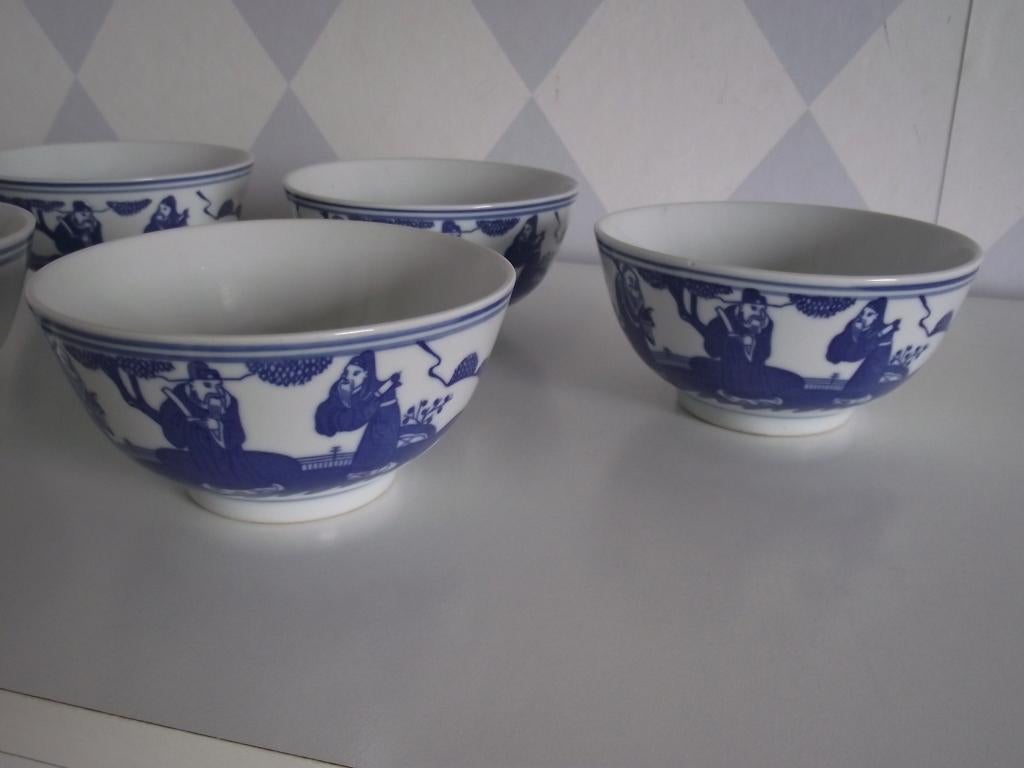 3 porselein rijstkom Scolar wijsheid 3 goden China 1960 p st, Ophalen of Verzenden