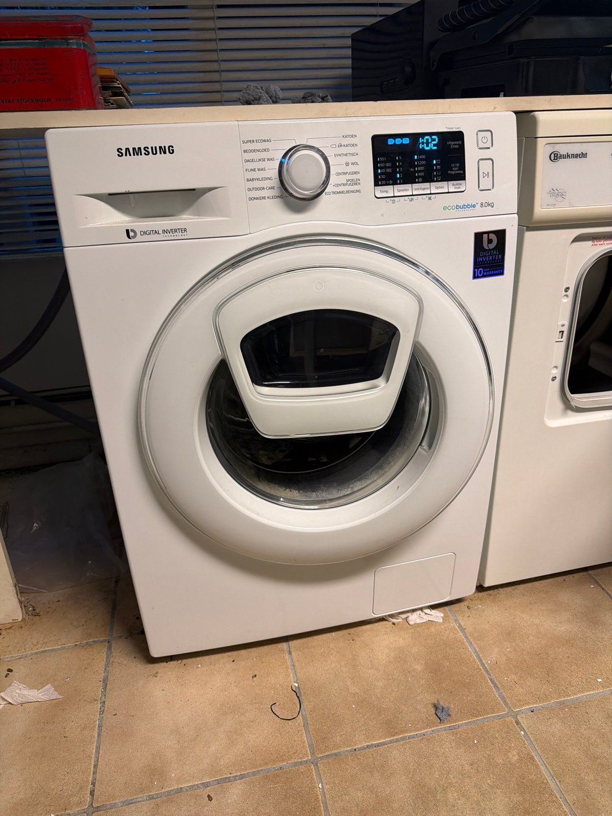Samsung EcoBubble 8.0kg Wasmachine - Zo goed als nieuw, Ophalen, 1200 tot 1600 toeren, 8 tot 10 kg, Zo goed als nieuw