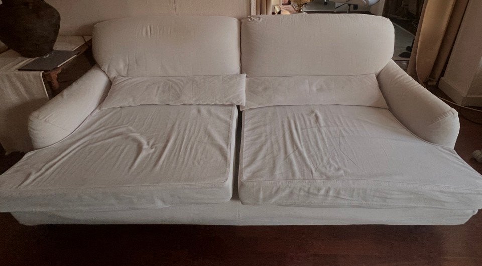 Gratis witte tweezitter bank en 2 kastjes. Ophalen, Huis en Inrichting, Ophalen, Gebruikt, Overige materialen, Italiaans design