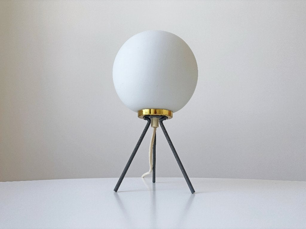 Vintage tripod globe tafellamp retro, Gebruikt, Vintage, 25 cm, E14 (klein)